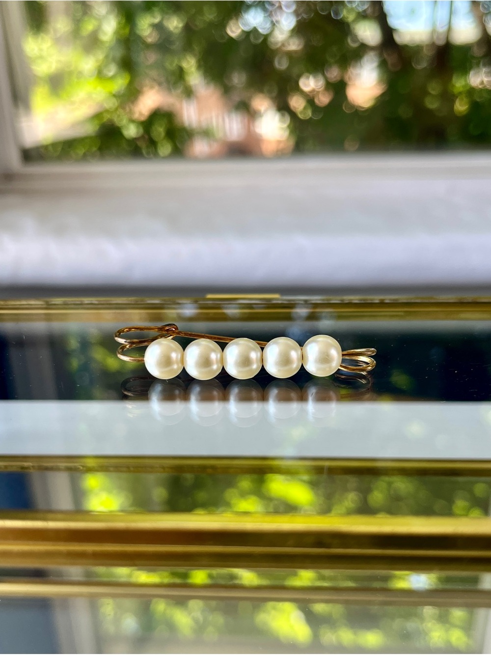 Vintage Faux Pearl Safety Pin Brooch